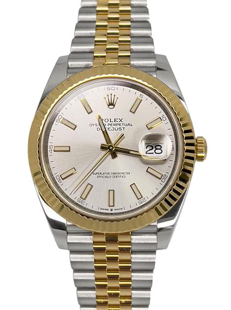 rolex datejust 41 silver and gold